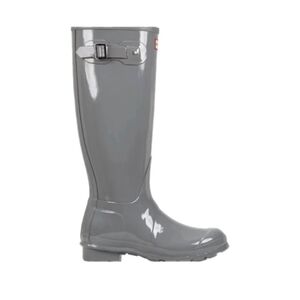 Hunter Womens Gray Original Tall Gloss Rain Boots Waterproof Stylish Boot 9